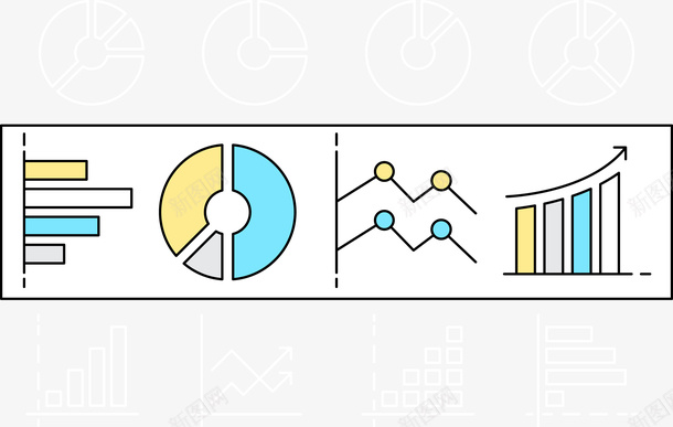 彩色的数据图表矢量图eps免抠素材_新图网 https://ixintu.com 图表 彩色 数据 黄色 矢量图