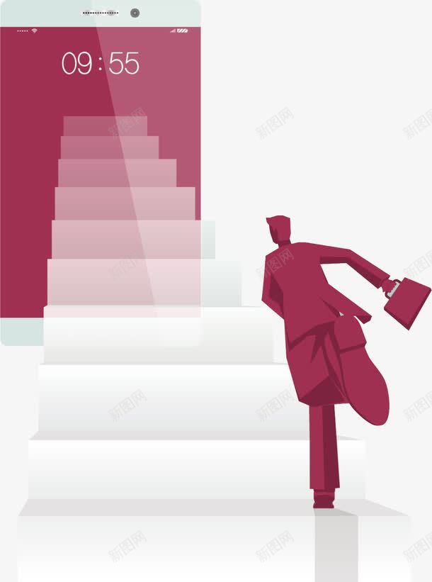 创意手绘商务人士走楼梯手机png免抠素材_新图网 https://ixintu.com 创意的手绘 商务人士走楼梯 平面创意广告素材 现代的手机