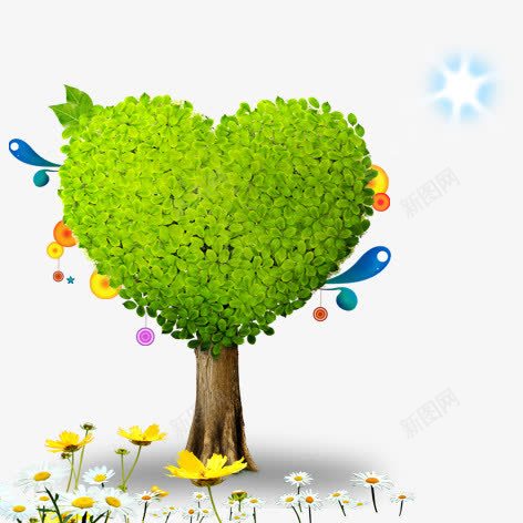 绿色心情png免抠素材_新图网 https://ixintu.com 心形 树木 海报 环保 绿色 装饰