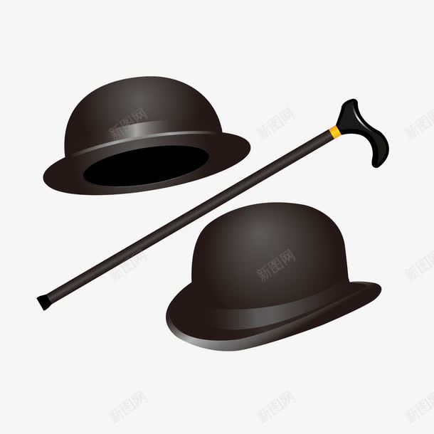 绅士帽子和柺杖png免抠素材_新图网 https://ixintu.com 帽子 柺杖 绅士 黑色