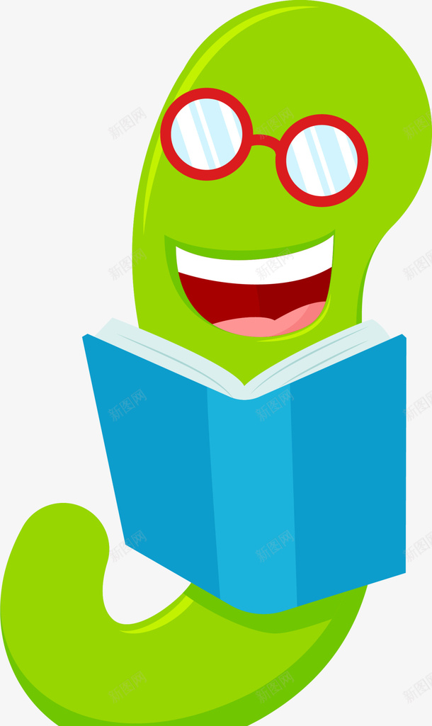 微笑卡通书虫书本png免抠素材_新图网 https://ixintu.com 世界读书日 书本 书虫 国际儿童图书日 大笑虫子 学习 阅读