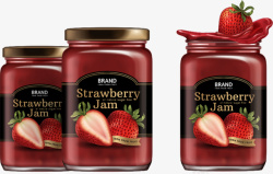 水果草莓酱罐头包装矢量图素材