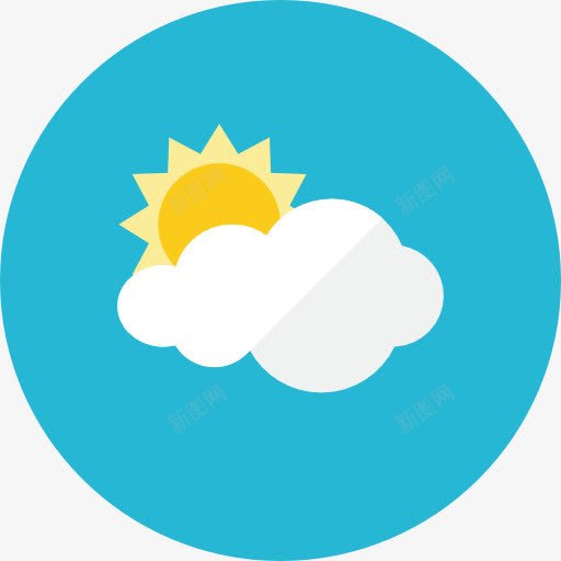 一朵太阳前面的云图标png_新图网 https://ixintu.com 云朵 卡通 图标