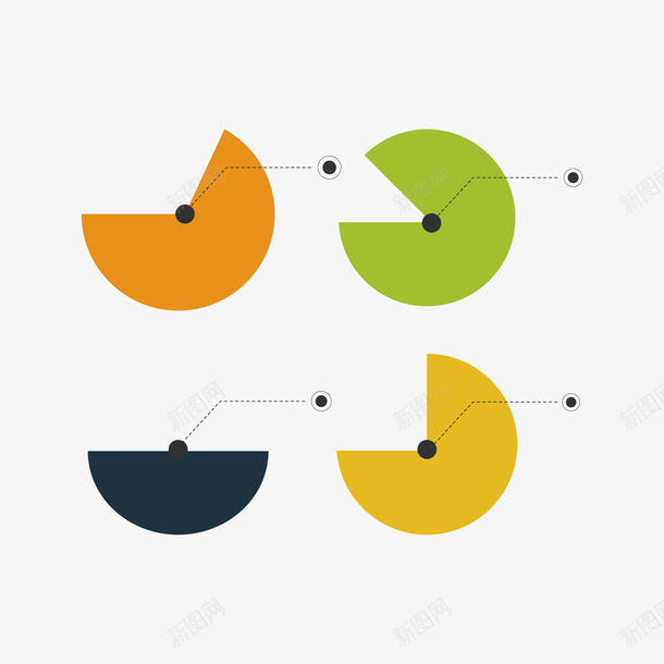 彩色圆形数据分析矢量图ai免抠素材_新图网 https://ixintu.com 分析 占比 数据 橙色 点线 百分比 绿色 黄色 矢量图
