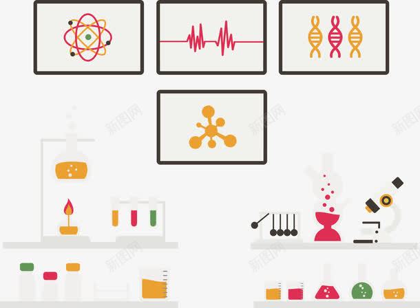 手绘化学矢量图ai免抠素材_新图网 https://ixintu.com 分子图 实验 手绘 矢量图