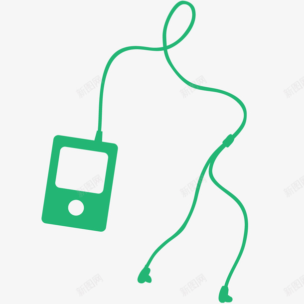 绿色耳机和音乐播放器png免抠素材_新图网 https://ixintu.com 听歌 按键 电子产品 耳机 耳机线 音乐播放器