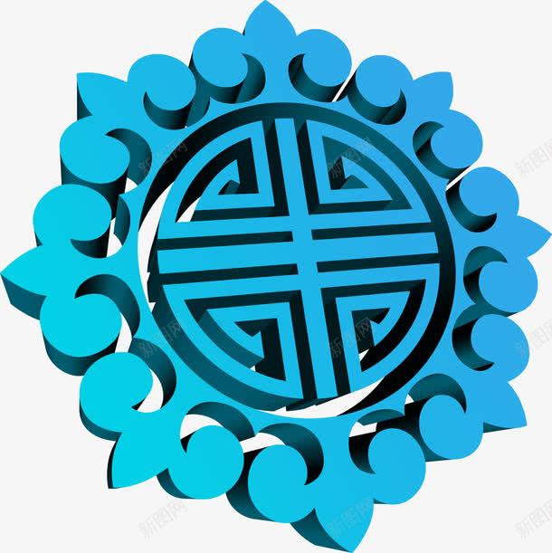 蓝色中国风装饰背景png免抠素材_新图网 https://ixintu.com 中国风 背景 蓝色 装饰