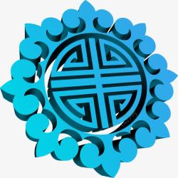 蓝色中国风装饰背景素材