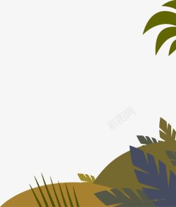沙滩椰子树背景装饰边框素材