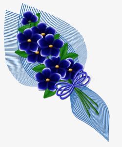 手绘一束蓝色鲜花素材