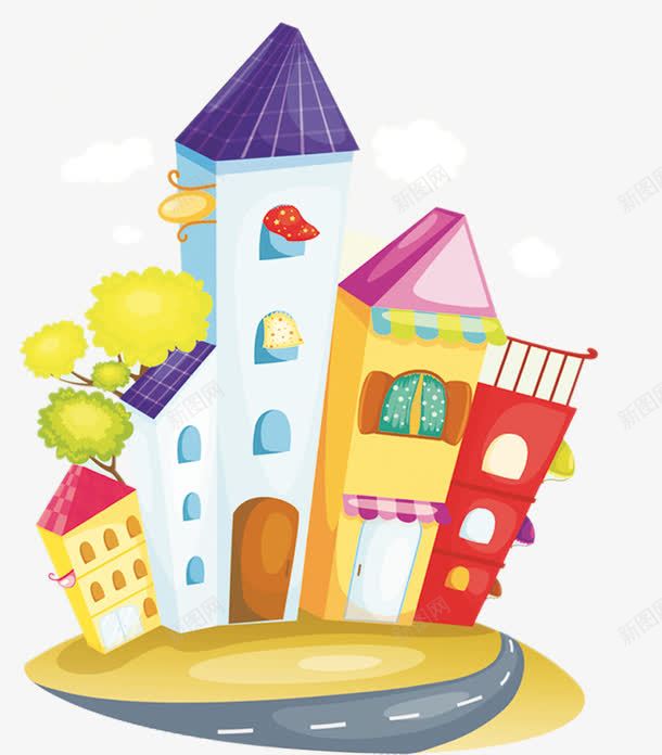 手绘彩色房屋儿童节海报png设计背景_新图网 https://ixintu.com 儿童节 彩色 房屋 海报