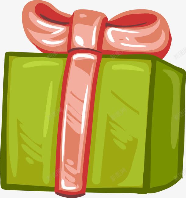 卡通绿色礼物盒png免抠素材_新图网 https://ixintu.com 免抠PNG 卡通 礼物盒 简约 绿色 蝴蝶结 质感