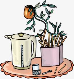 卡通保温壶植物素材