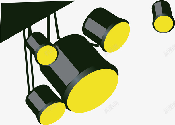 射灯矢量图ai免抠素材_新图网 https://ixintu.com 射灯 黄色 黑色 矢量图