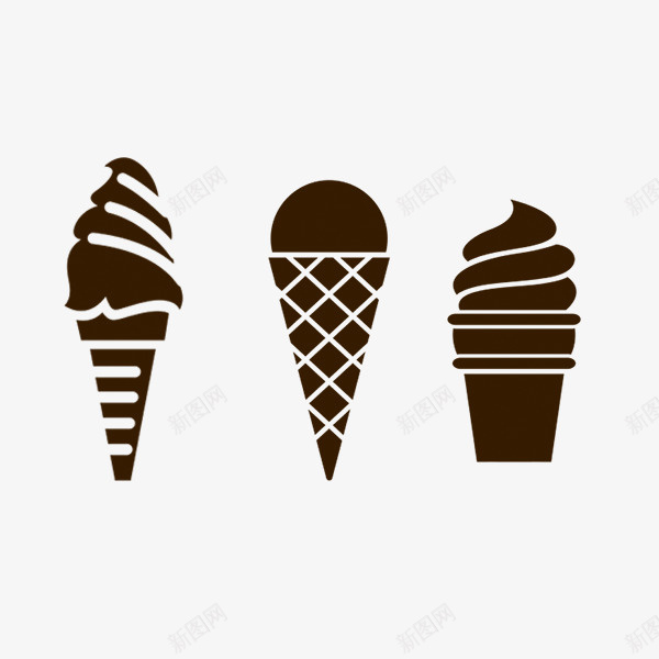 手绘的冰淇淋图标png_新图网 https://ixintu.com PNG素材 冰淇淋 手绘 黑色