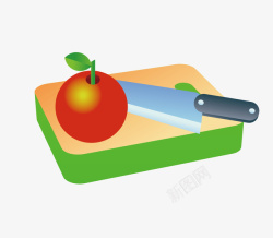 切菜板苹果核刀子矢量图素材