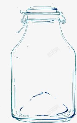 手绘蓝色水瓶形状素材