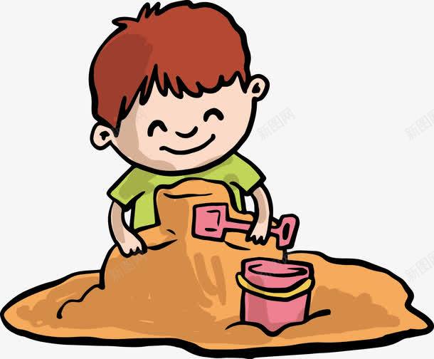 玩沙堆的男孩png免抠素材_新图网 https://ixintu.com 手绘男孩 沙堆 玩沙子 玩耍的男孩 矢量素材