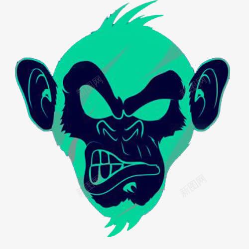 猩猩插画标志png免抠素材_新图网 https://ixintu.com 凶猛 大猩猩 猛兽 绿色