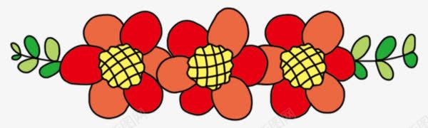三朵小花png免抠素材_新图网 https://ixintu.com 卡通 手绘 红色 花朵