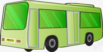 绿色的公交车png免抠素材_新图网 https://ixintu.com 交通 公交 公共车 绿色 路线