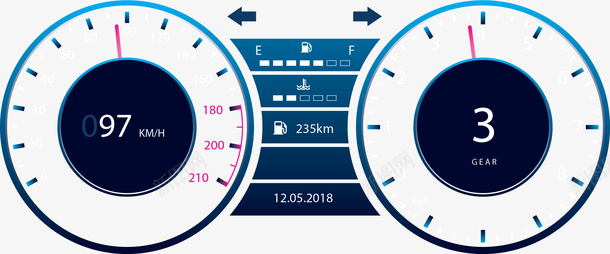 对称风格蓝色转速表png免抠素材_新图网 https://ixintu.com 卡通转速表 对称风格 汽车表盘 汽车转速表 蓝色 蓝色转速表 表盘