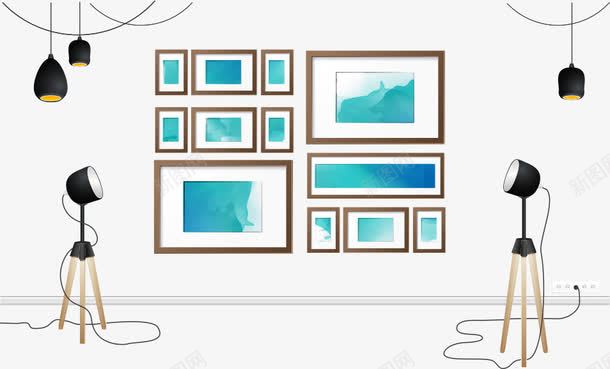 落地灯与无框画png免抠素材_新图网 https://ixintu.com 卡通落地灯 无框画 矢量无框画 矢量落地灯 落地灯