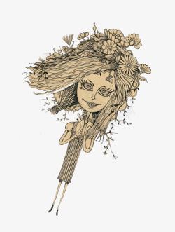 人物艺术画手绘女孩插画高清图片