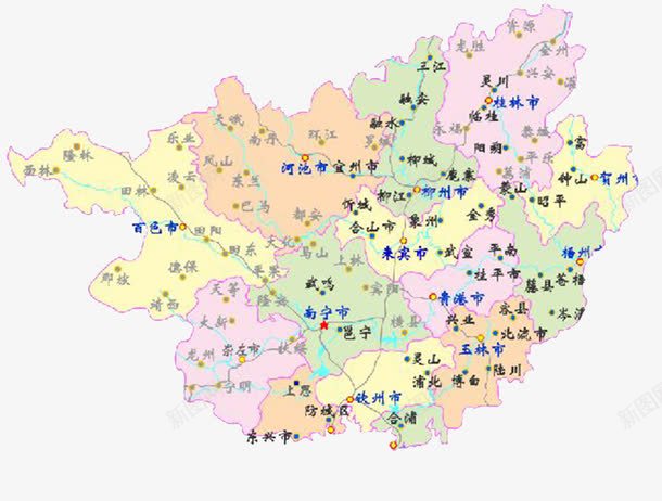 广西地图详细地图png免抠素材_新图网 https://ixintu.com 地图 广西 广西地图 详细