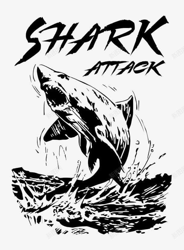 跳出水面的鲨鱼插画png免抠素材_新图网 https://ixintu.com 插画 水面 鲨鱼