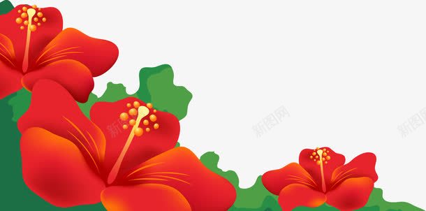 手绘夏日风景红色花朵png免抠素材_新图网 https://ixintu.com 夏日 红色 花朵 设计 风景