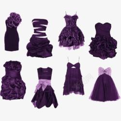 小清新唯美手绘紫色礼服素材