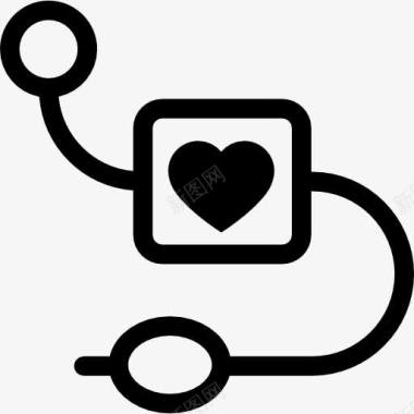 医疗设备与心脏标志图标图标