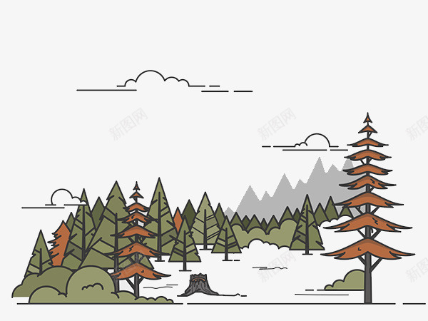 树林插画艺术png免抠素材_新图网 https://ixintu.com 创意 唯美 彩色 扁平 插画 树林 艺术 设计