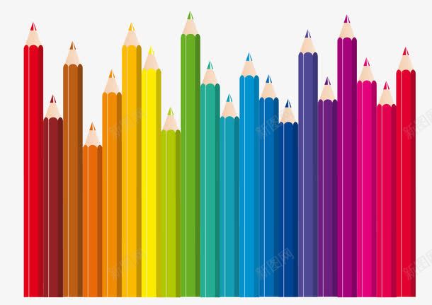 一排排彩色铅笔png免抠素材_新图网 https://ixintu.com 办公 图画 学习