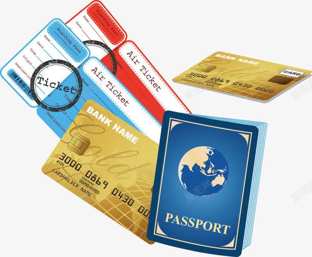 旅行证件png免抠素材_新图网 https://ixintu.com 护照 旅游 机票