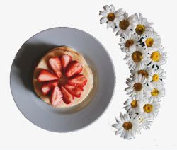 水果蛋糕盘子盘子里的水果蛋糕高清图片