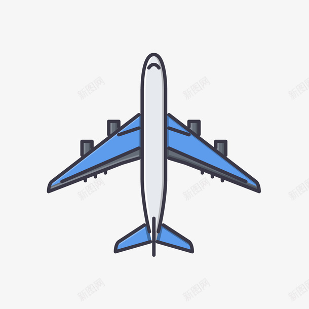 蓝色简约飞机图png免抠素材_新图网 https://ixintu.com 创意 卡通 商务 手绘 简约 蓝色 设计 飞机