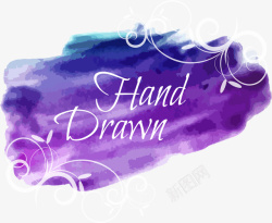 蓝紫色涂鸦手绘水彩涂鸦矢量图高清图片