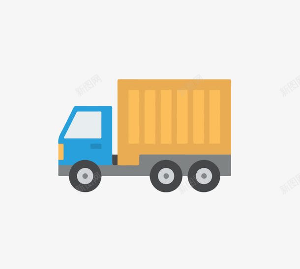 蓝色货物车png免抠素材_新图网 https://ixintu.com 卡车 正方形 矢量图免费下载 箱子 箱货