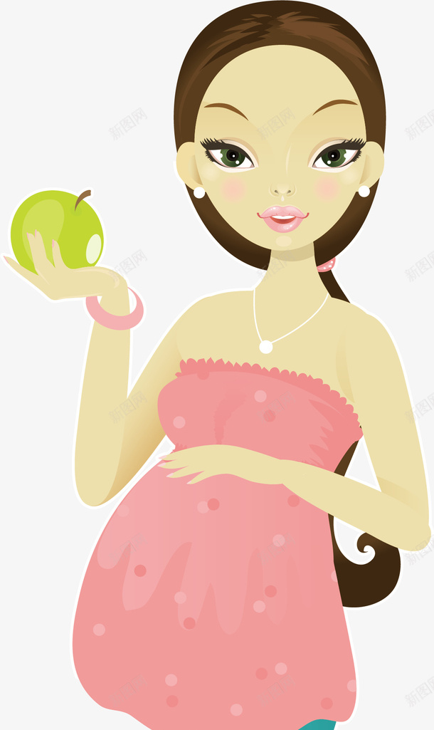 手拿苹果的孕妇矢量图ai免抠素材_新图网 https://ixintu.com 孕妇 手拿苹果的孕妇 苹果 矢量图