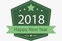 绿色2018新年标签图素材