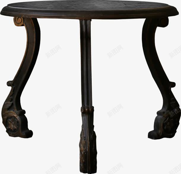 黑色木质圆桌png免抠素材_新图网 https://ixintu.com 圆桌 木质圆桌 餐桌 黑色圆桌