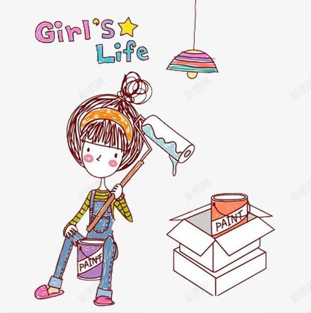 女孩的生活插图psd免抠素材_新图网 https://ixintu.com 女孩 女孩生活 收纳 整理房间