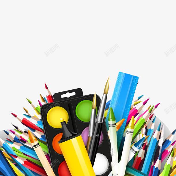 彩色铅笔和调色板png免抠素材_新图网 https://ixintu.com 彩色 调色板 铅笔
