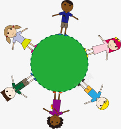 绿色圆环与卡通儿童矢量图素材
