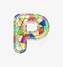 彩色玻璃字母p素材
