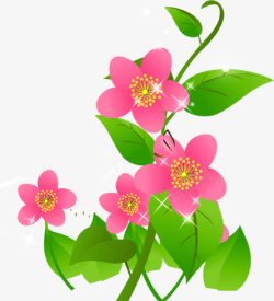粉色花朵手绘春天装饰素材