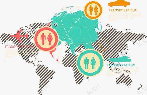 世界信息运输地图png免抠素材_新图网 https://ixintu.com 世界地图 交通运输 信息地图 地图 科技感地图