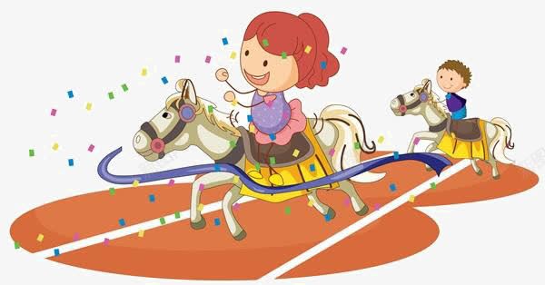 卡通骑马的女孩png免抠素材_新图网 https://ixintu.com 免抠马 卡通 女孩 彩带 骑马的